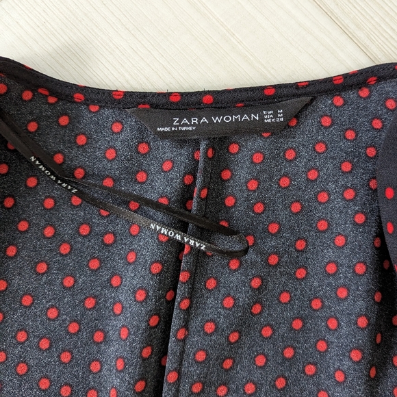 Zara polka dot multi color wrap top with tie crepe - Picture 5 of 11